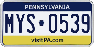 PA license plate MYS0539
