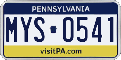 PA license plate MYS0541