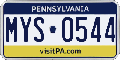 PA license plate MYS0544