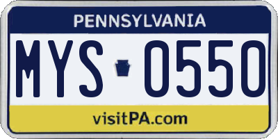 PA license plate MYS0550