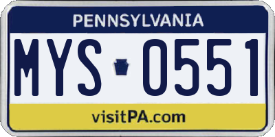 PA license plate MYS0551
