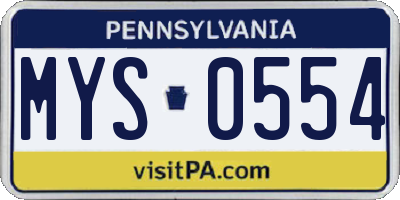 PA license plate MYS0554