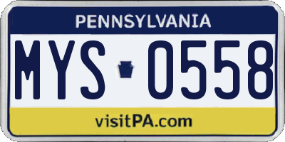 PA license plate MYS0558