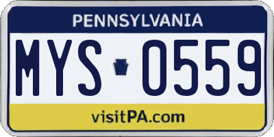 PA license plate MYS0559