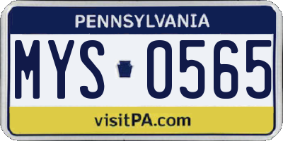 PA license plate MYS0565