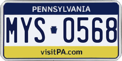 PA license plate MYS0568