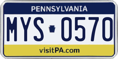 PA license plate MYS0570