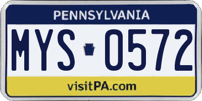PA license plate MYS0572