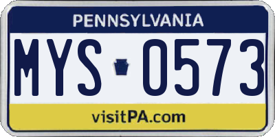 PA license plate MYS0573