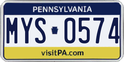 PA license plate MYS0574