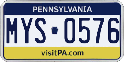 PA license plate MYS0576