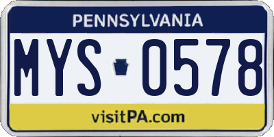 PA license plate MYS0578