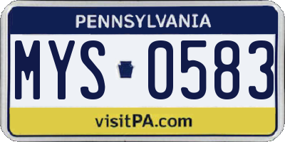 PA license plate MYS0583