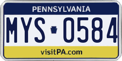 PA license plate MYS0584