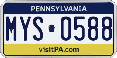 PA license plate MYS0588
