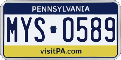PA license plate MYS0589