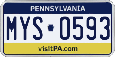 PA license plate MYS0593