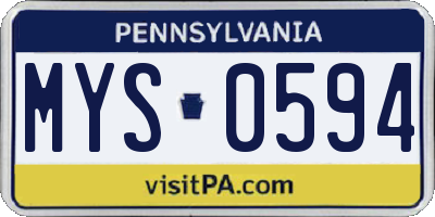 PA license plate MYS0594