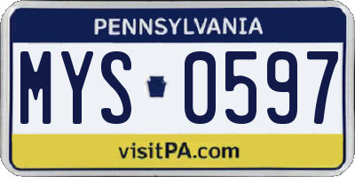 PA license plate MYS0597