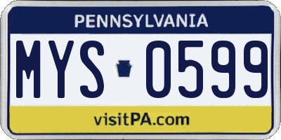 PA license plate MYS0599