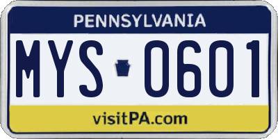 PA license plate MYS0601
