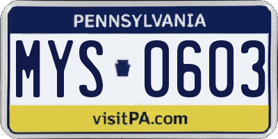 PA license plate MYS0603
