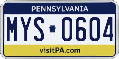 PA license plate MYS0604