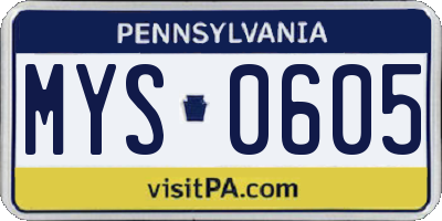 PA license plate MYS0605