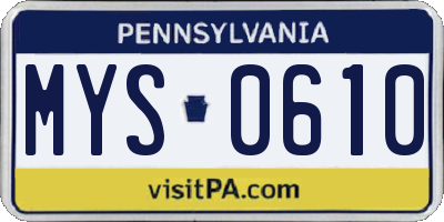 PA license plate MYS0610