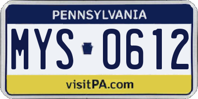 PA license plate MYS0612