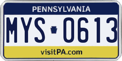 PA license plate MYS0613