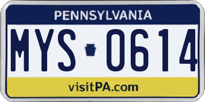 PA license plate MYS0614