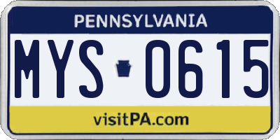 PA license plate MYS0615