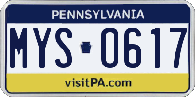 PA license plate MYS0617