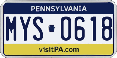 PA license plate MYS0618