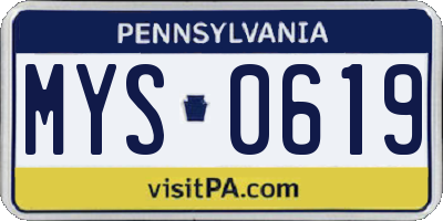PA license plate MYS0619