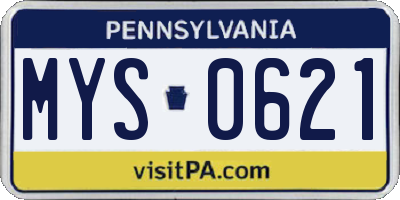 PA license plate MYS0621
