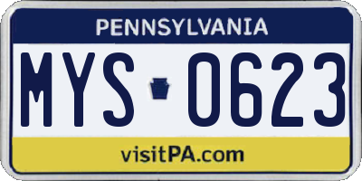 PA license plate MYS0623