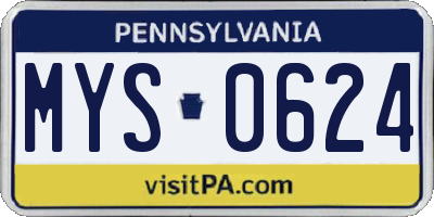 PA license plate MYS0624
