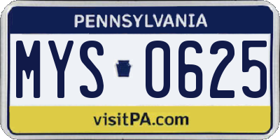 PA license plate MYS0625