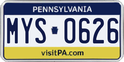 PA license plate MYS0626