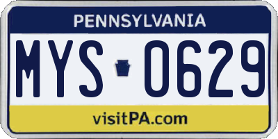 PA license plate MYS0629