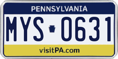 PA license plate MYS0631