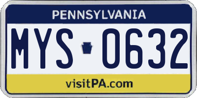 PA license plate MYS0632