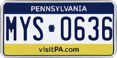 PA license plate MYS0636