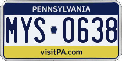 PA license plate MYS0638