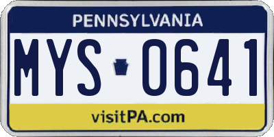 PA license plate MYS0641