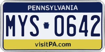 PA license plate MYS0642
