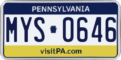 PA license plate MYS0646
