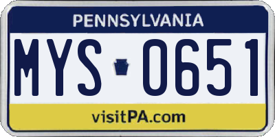 PA license plate MYS0651